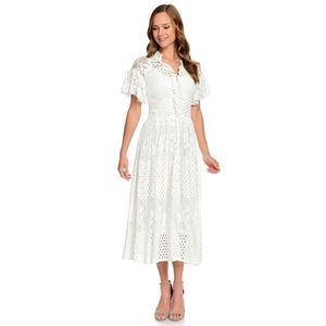 Marc Bouwer White Boho Lace Maxi Dress